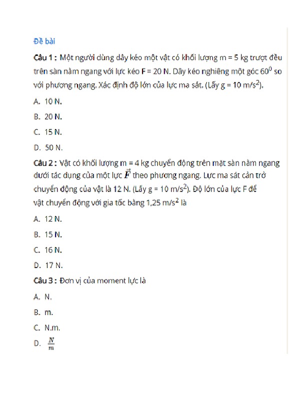 Full bộ đề thi giữa kì 2 Vật Lý 10 Kết nối tri thức (Có đáp án)