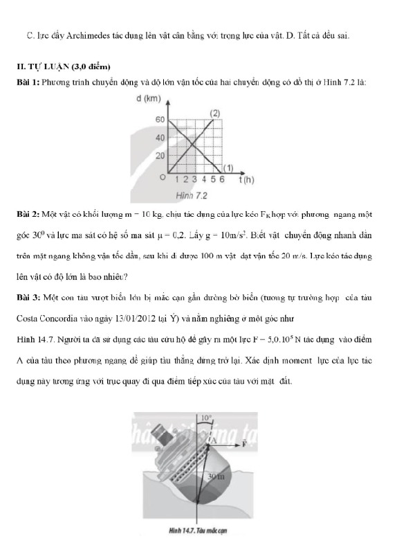 Đề thi lý 10 cuối kì 1 CTST đề 1 ảnh 5